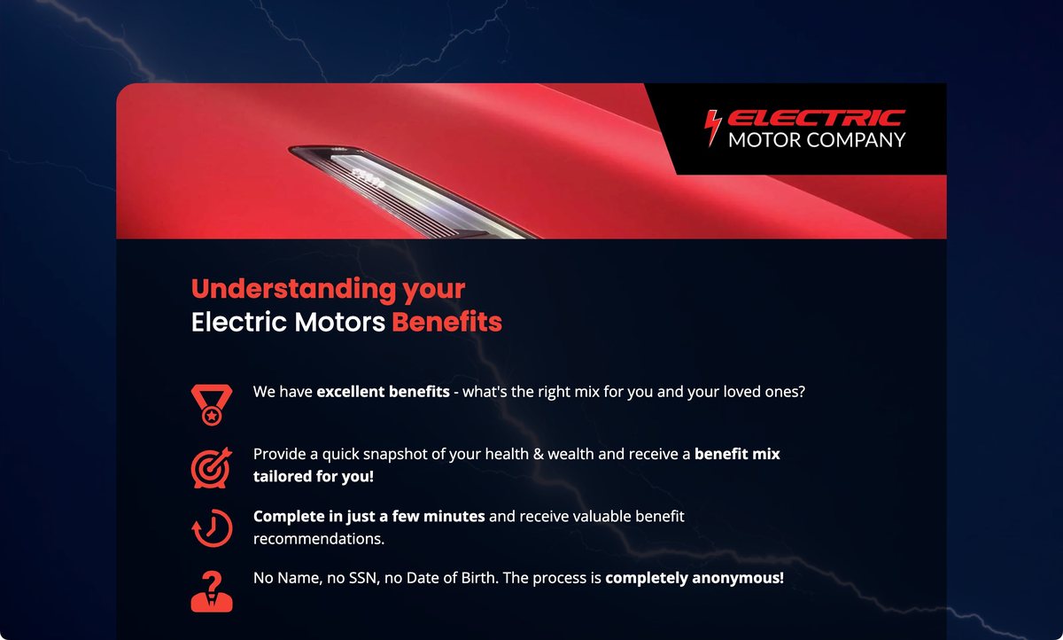 Electric Motor Company demo start page